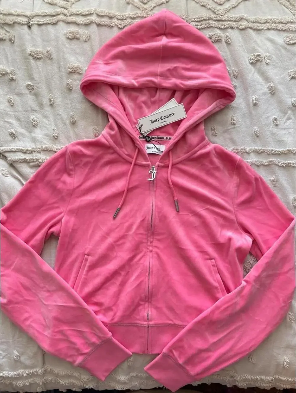 Juicy Couture Hot Pink Velour Matching Set Pants S Zip Hoodie M NWT